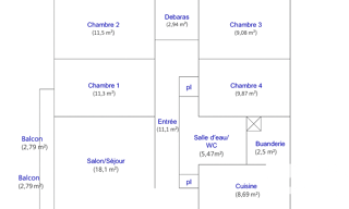 Appartement 5 Pièces 91 m² à vendre à Nantes (44300)
