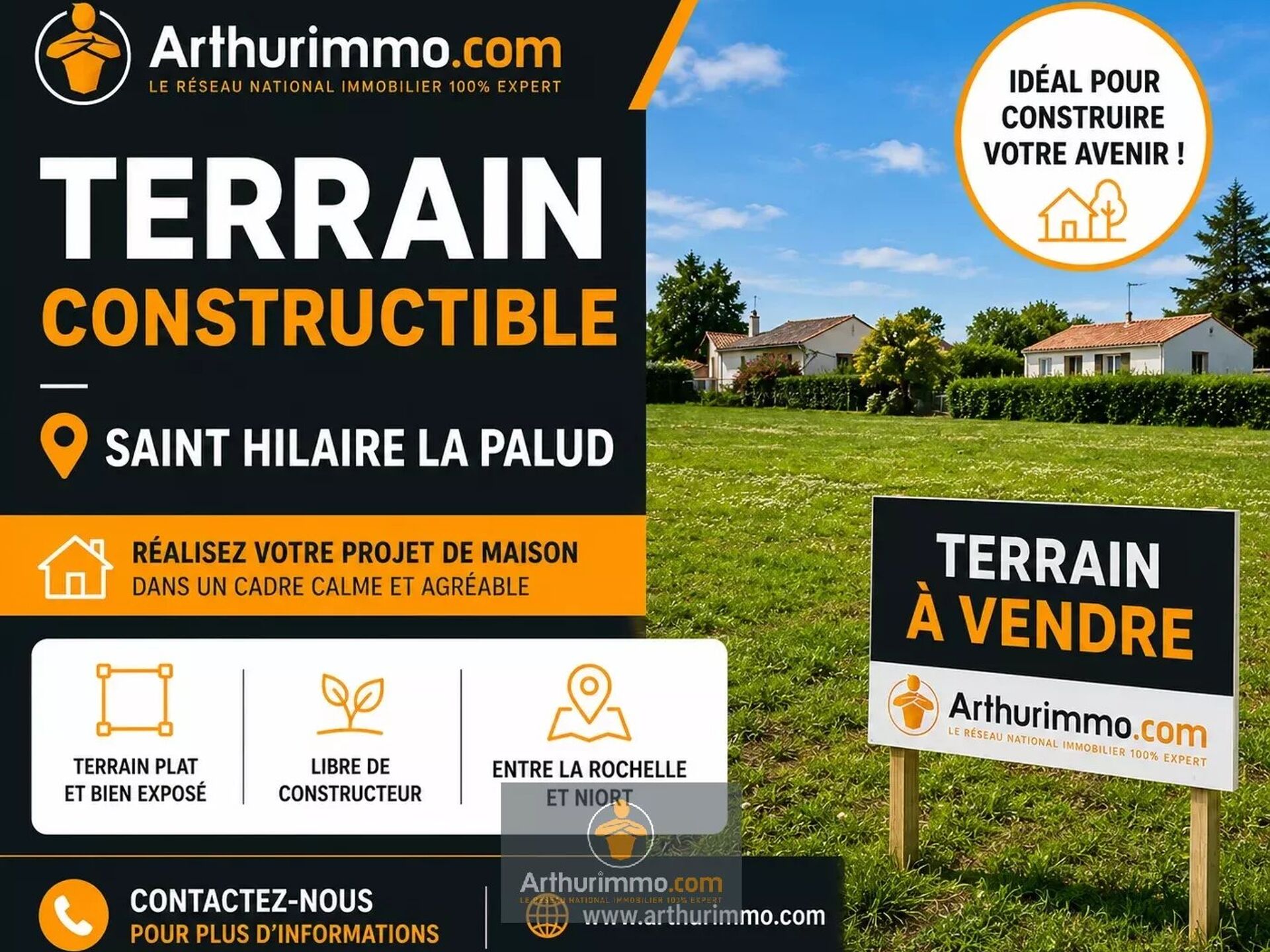 Vente Terrain 2604 m2 à Saint-Hilaire-la-Palud · 88 000 €