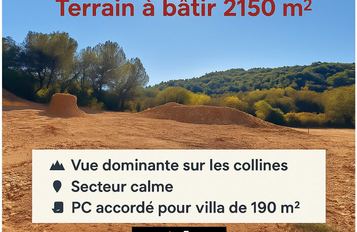 terrain 2150 m2 - position dominante - vue collines — photo 2