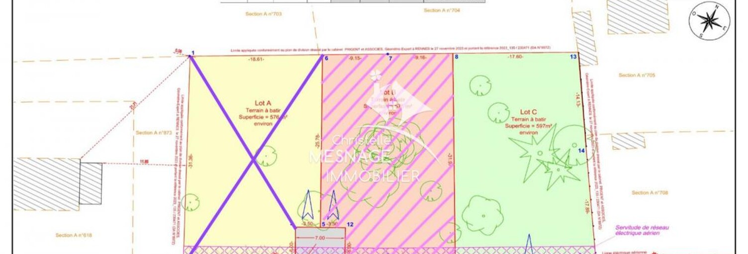 Terrain  597 m² à vendre à Trélivan (22100)