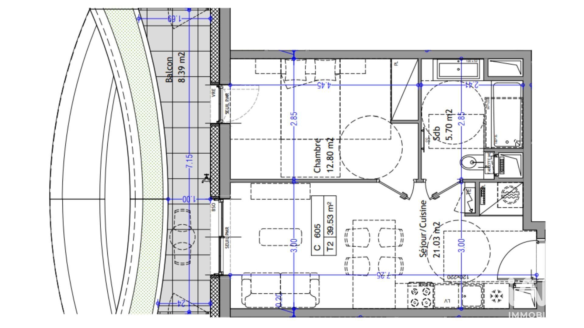 Aix-Les-Bains - 40m² - 2p. - 1ch.