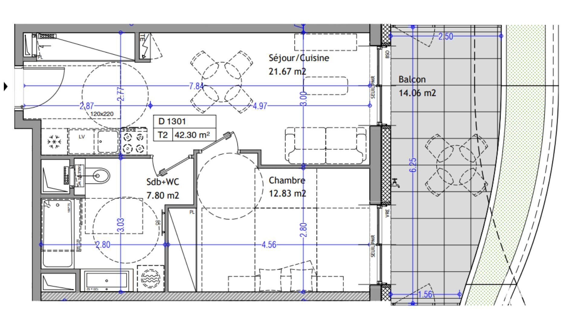 Aix-Les-Bains - 42m² - 2p. - 1ch.