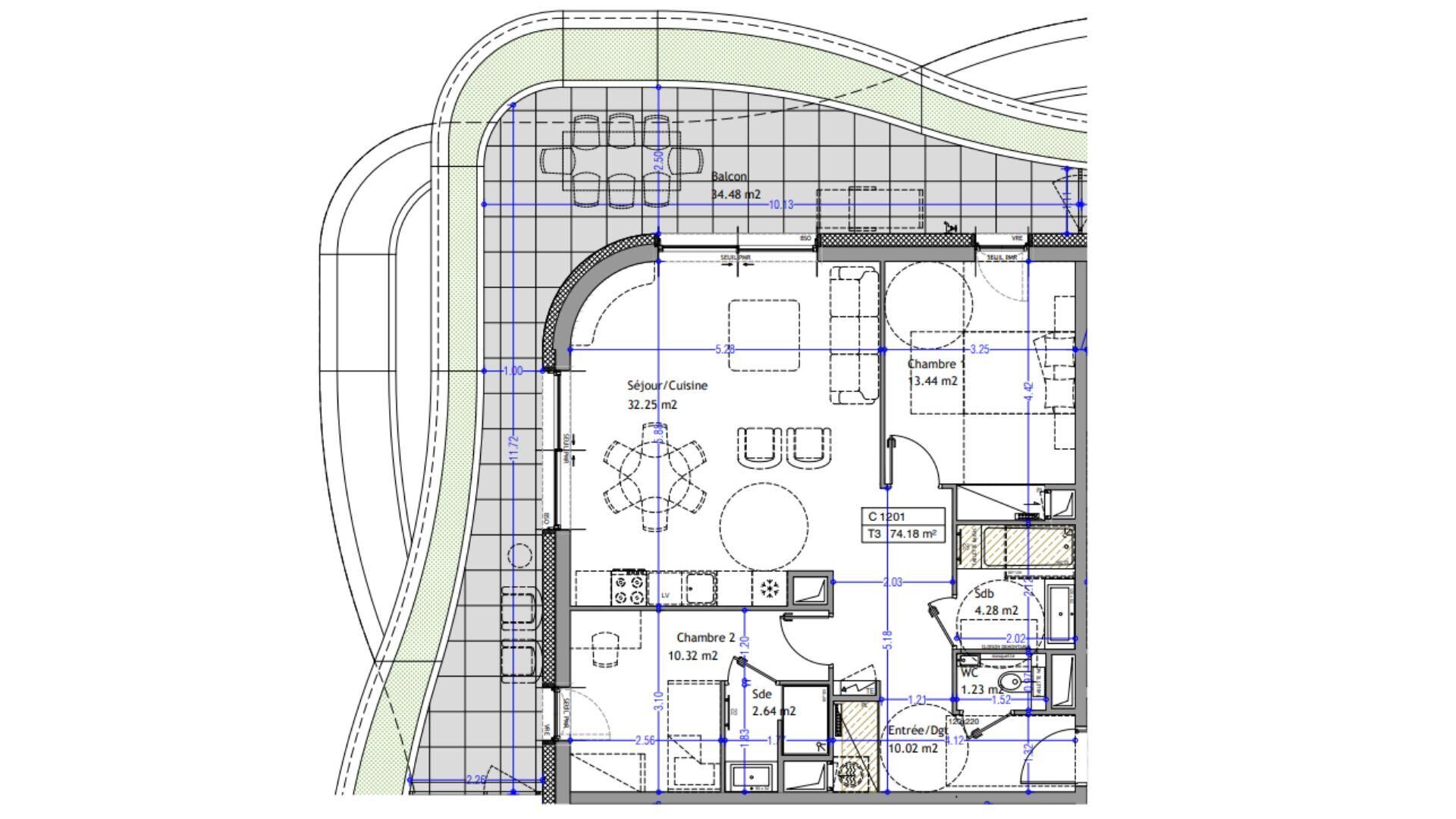 Aix-Les-Bains - 74m² - 3p. - 2ch.