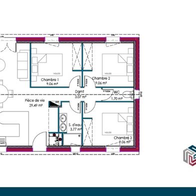 Maison 3 pièces 125000 €