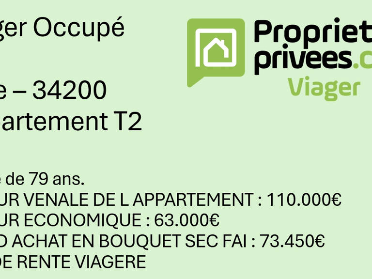VIAGER OCCUPE Appartement Sete 2 pièce(s) 25.6 m2 — photo 1