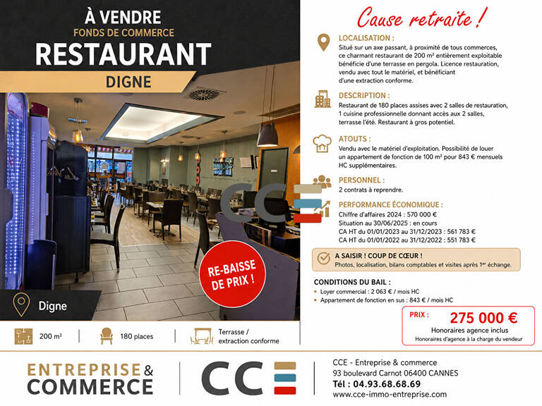Fonds de commerce Restaurant Digne Les Bains — photo 1