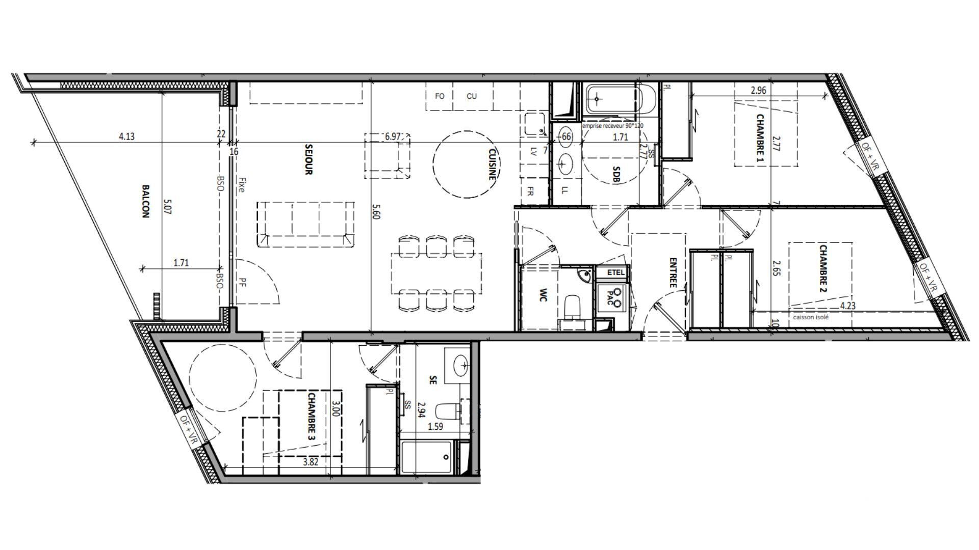 Aix-Les-Bains - 95m² - 4p. - 3ch.