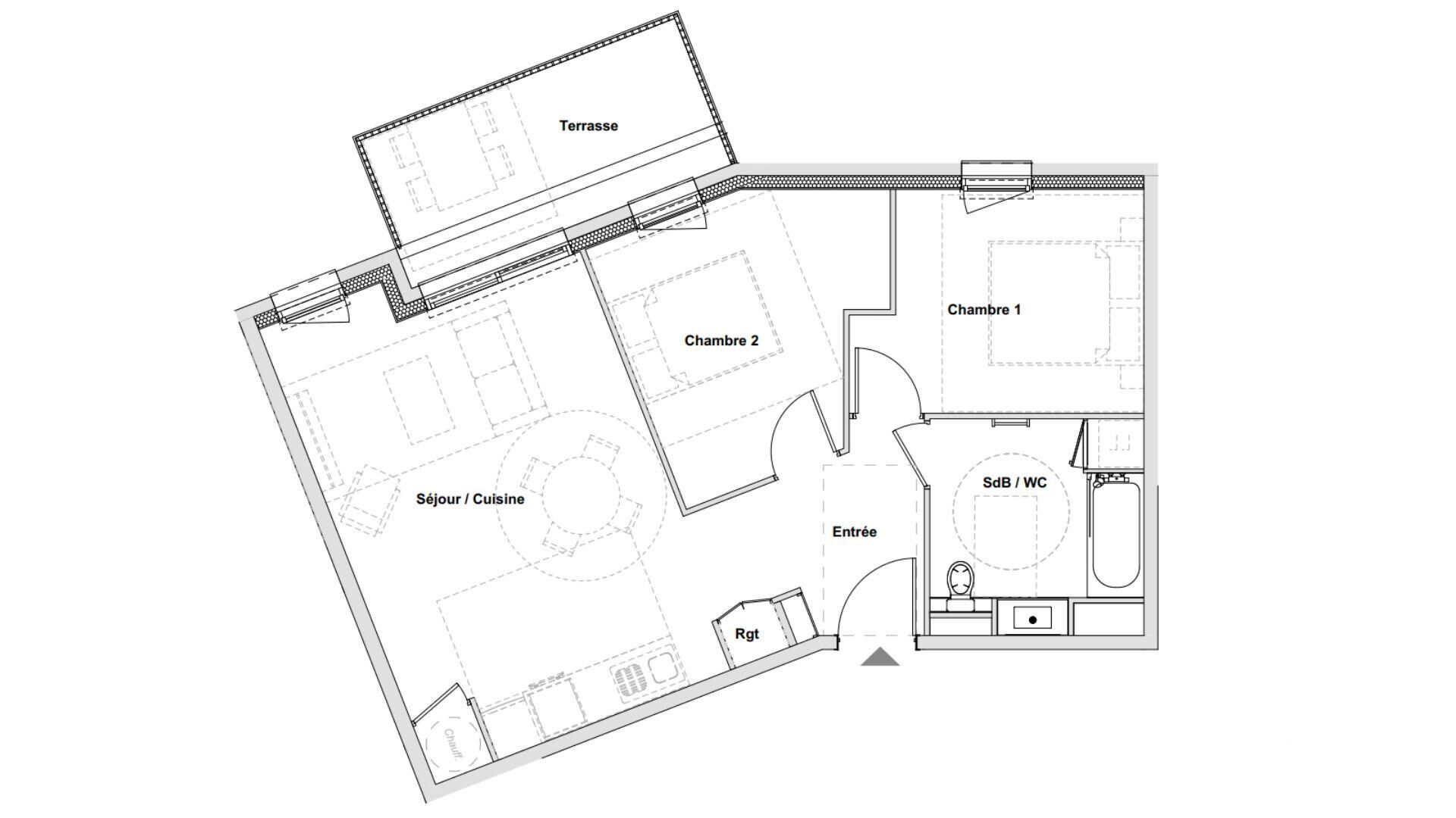 Riom - 59m² - 3p. - 2ch.