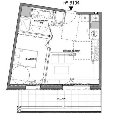 Appartement 2 pièces 267300 €