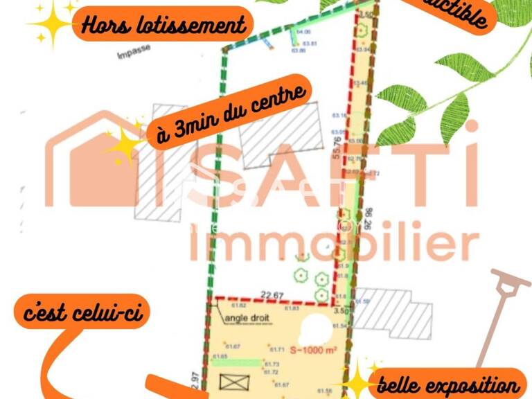 Terrain de 1000m² constructible sur 800m² — photo 1