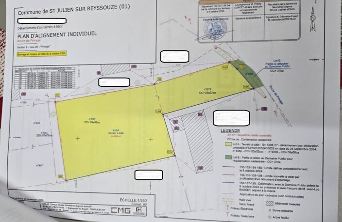 Terrain à vendre 1208m² HORS LOTISSEMENT SAINT JULIEN SUR REYSSOUZE (01) — photo 4
