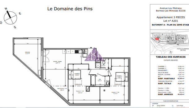 Appartement 3 pièces  à vendre Bormes-les-Mimosas 83230
