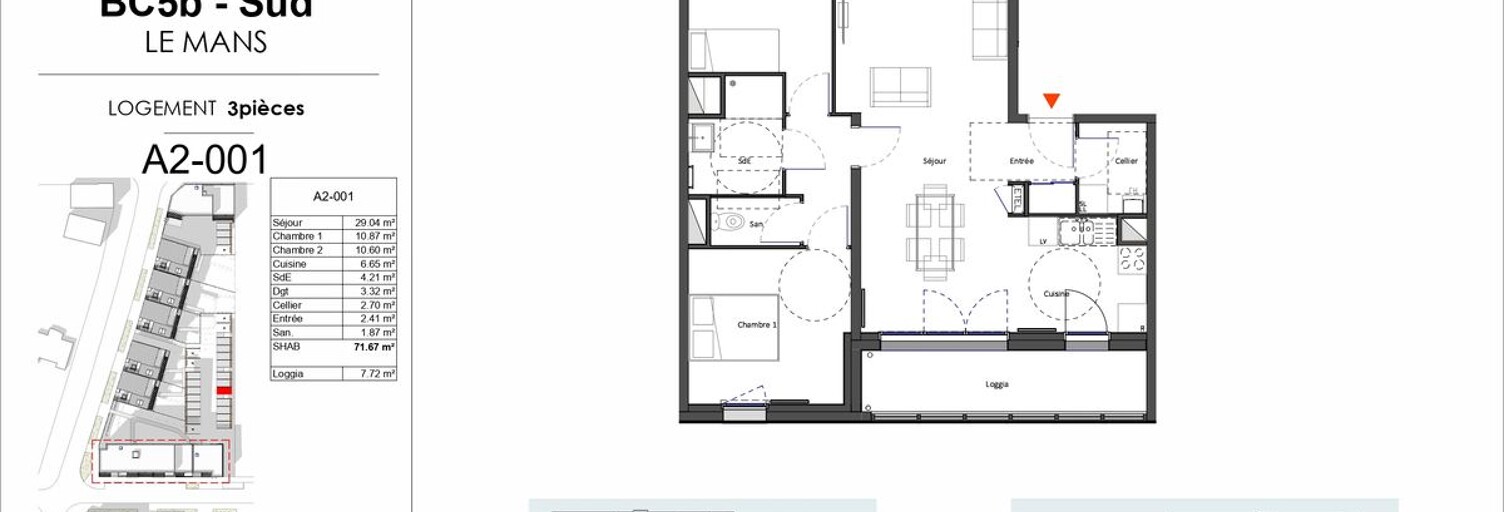 Appartement 3 Pièces 71 m² à vendre à Le Mans (72000)