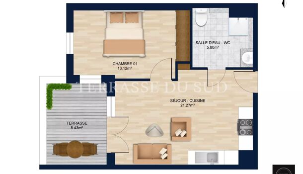 Appartement 2 pièces  à vendre Marseille 13eme 13013