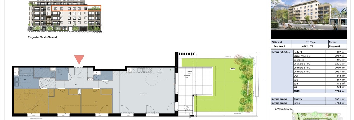 Appartement  97 m² à vendre à Meylan (38240)