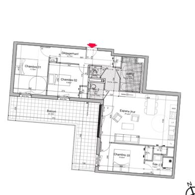 Appartement 4 pièces 1020 €