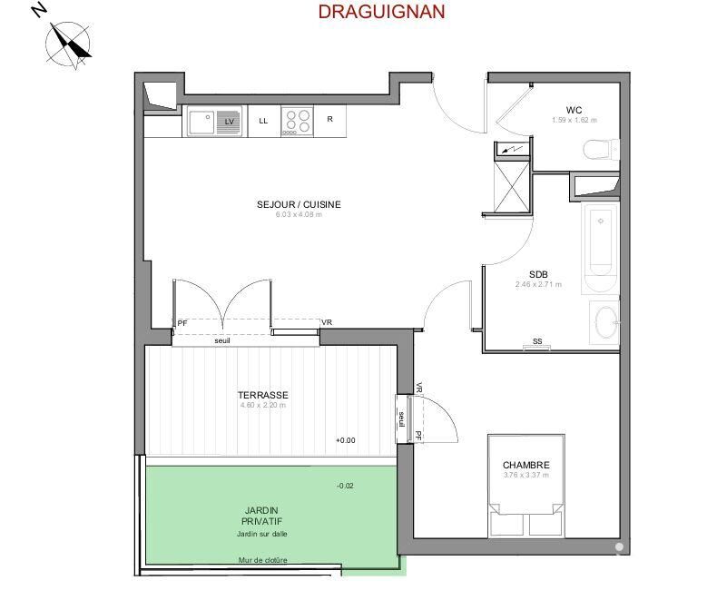 Draguignan - 50m² - 2p. - 1ch.