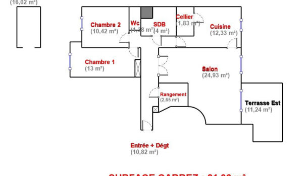 Appartement 3 pièces  à vendre Grenoble 38000