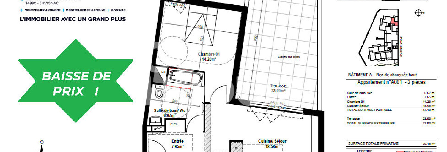 Appartement 1 Pièce 47 m² à vendre à Montpellier (34080)