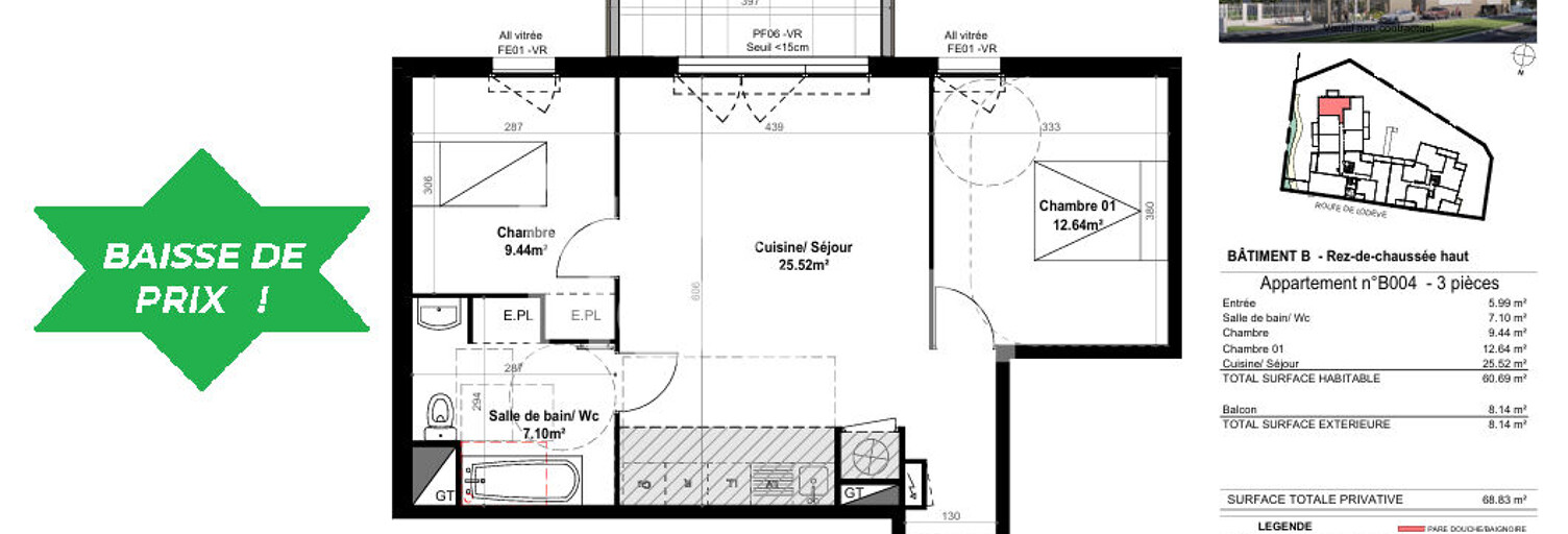 Appartement 1 Pièce 60 m² à vendre à Montpellier (34080)