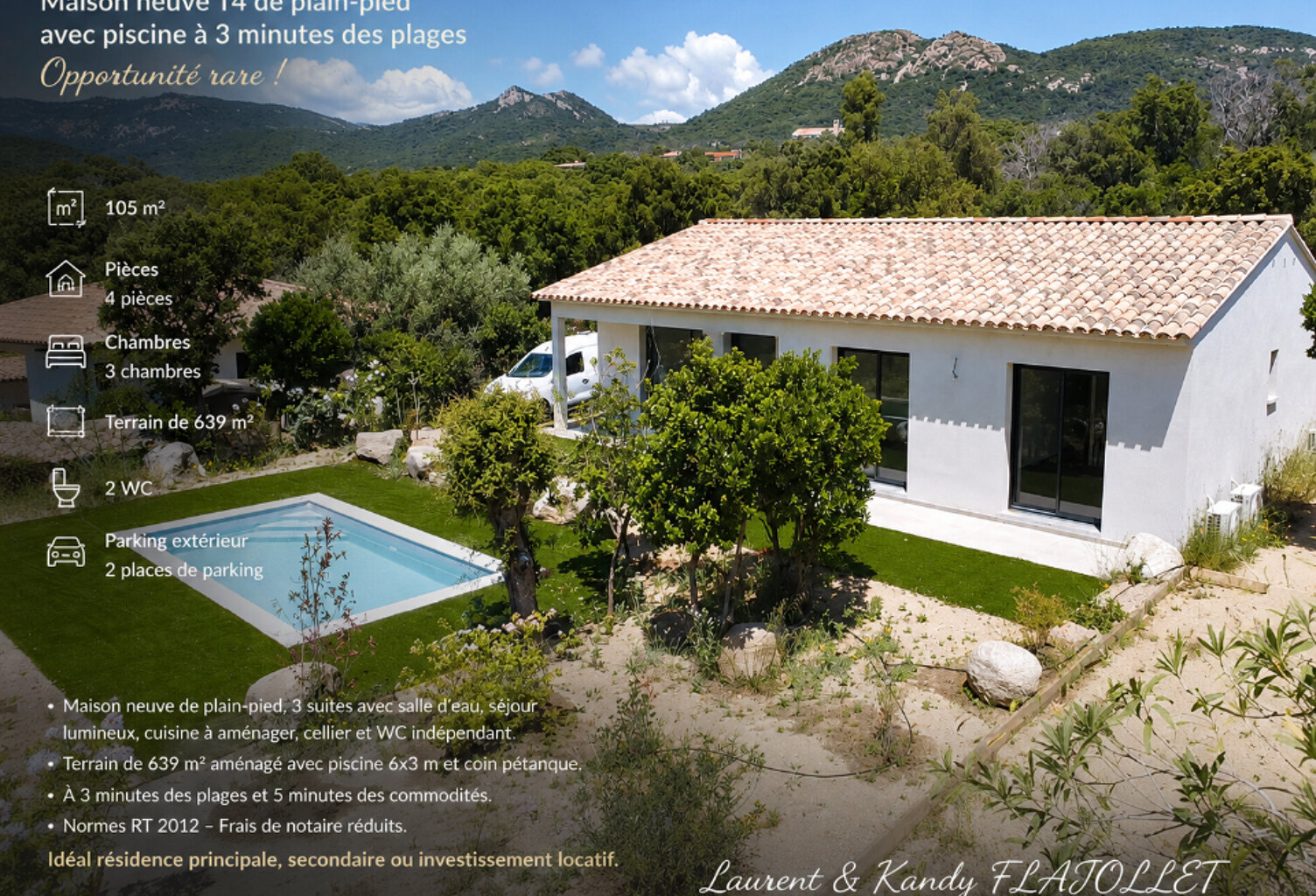 Maison neuve T4 avec piscine  à Ste Lucie De Porto-vecchio  (20144) - Corse du Sud — photo 1