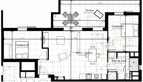 Appartement 3 pièces  à vendre Grosseto-Prugna 20128