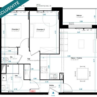 Appartement 3 pièces 315000 €