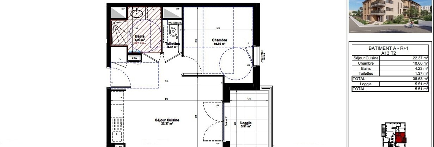 Appartement 2 Pièces 38 m² à louer à Miribel (01700)