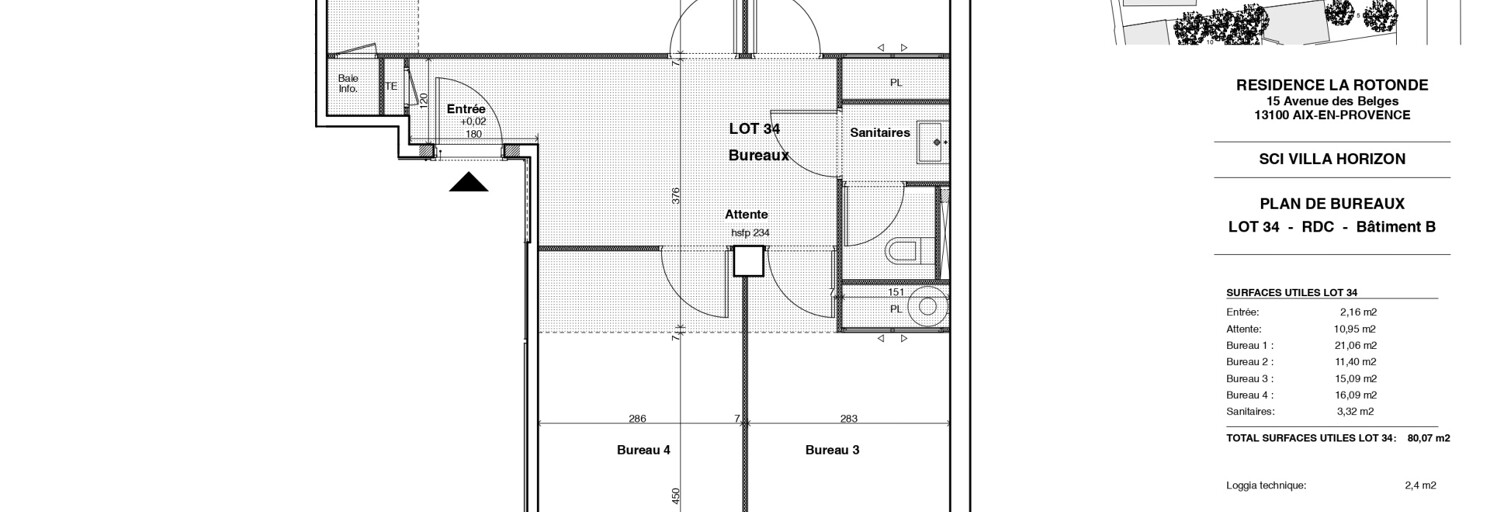 Bureau  81 m² à louer à Aix-en-Provence (13100)