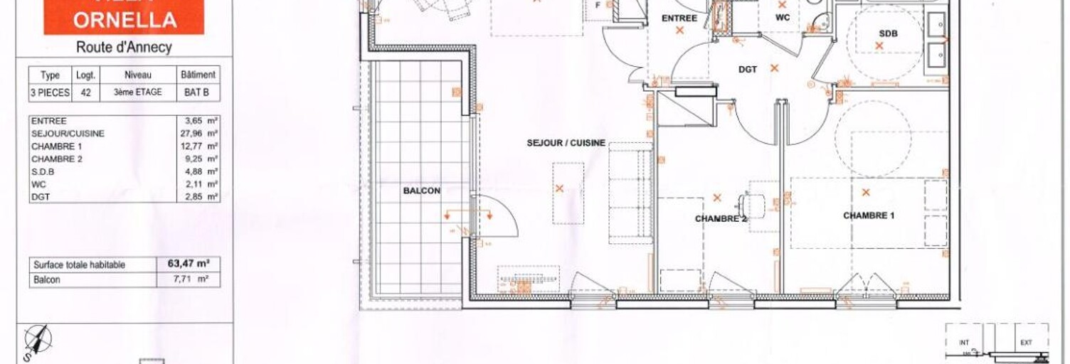 Appartement 3 Pièces 63 m² à louer à Annecy (74370)