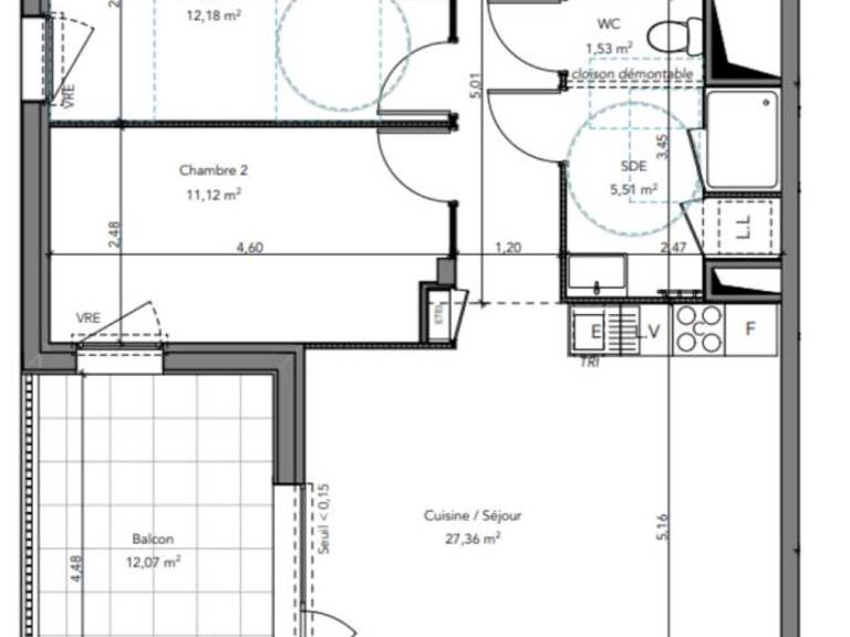 29160 Crozon Appartement 66 m² Sud Ouest balcon 12 m² cuisine séjour 27 m² aucun travaux — photo 1