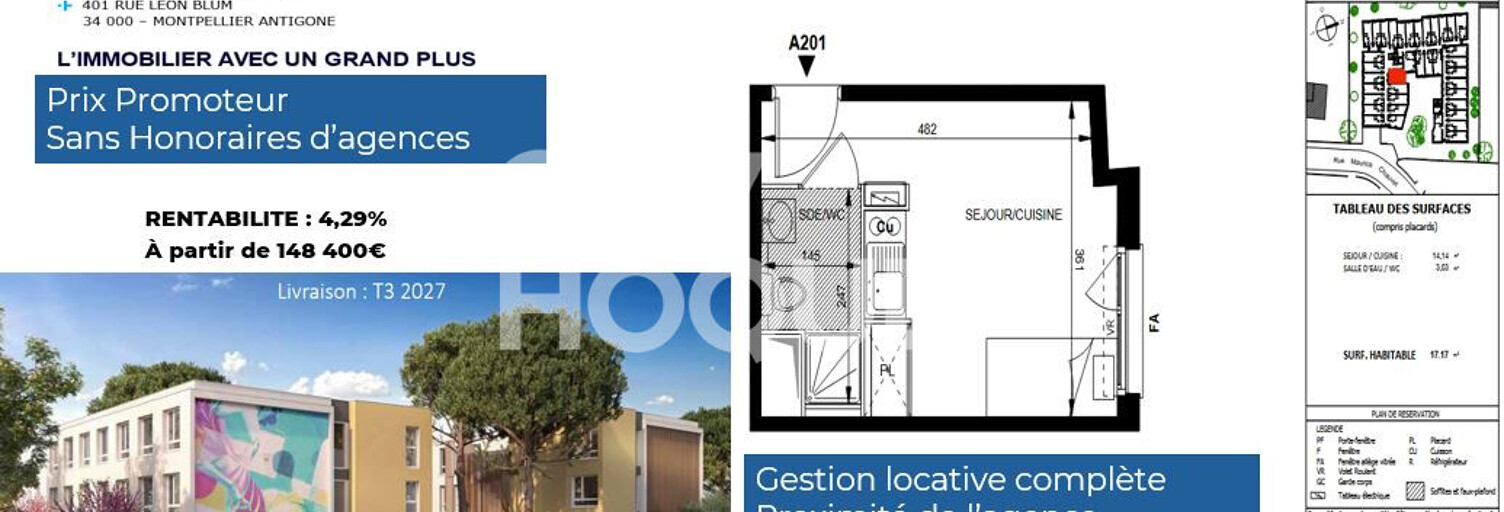 Appartement 1 Pièce 17 m² à vendre à Montpellier (34000)