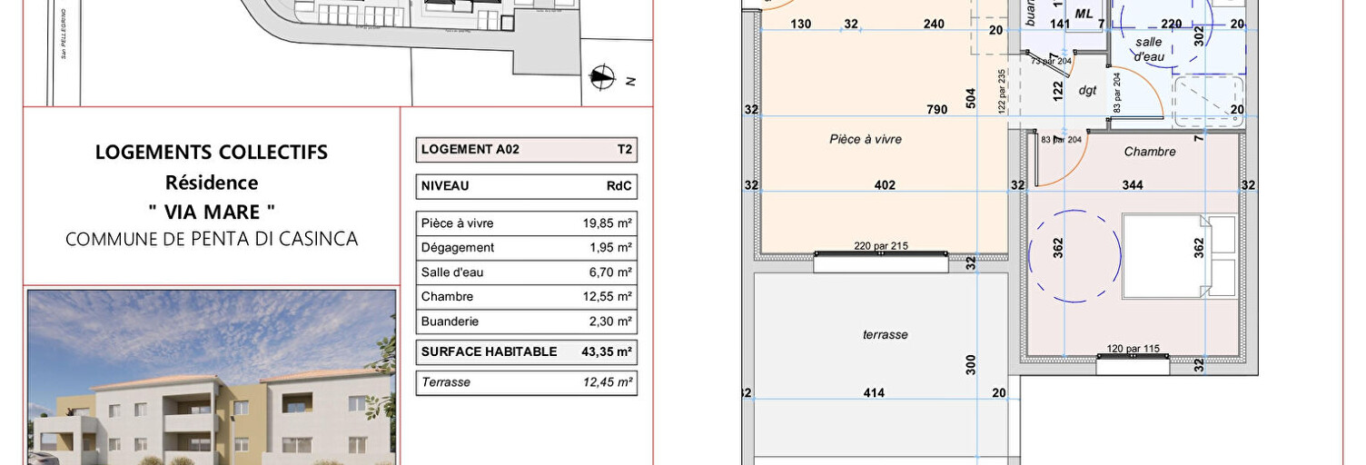 Appartement 2 Pièces 43 m² à vendre à Penta-di-Casinca (20213)