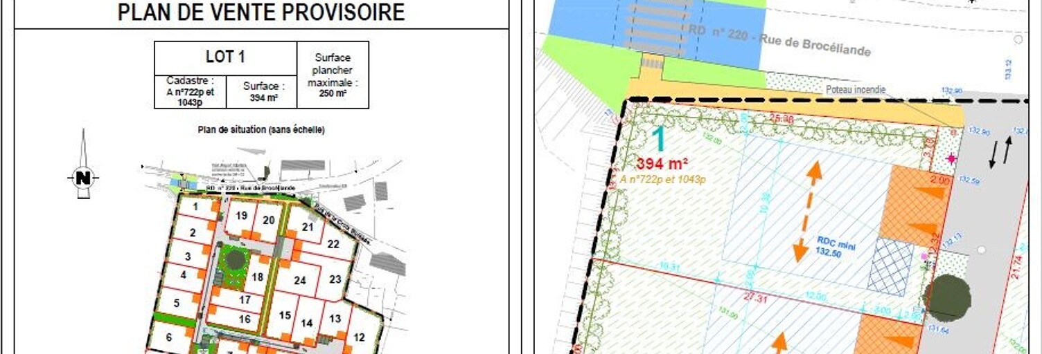 Terrain  394 m² à vendre à Cardroc (35190)