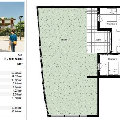 Appartement 3 pièces 1250 €