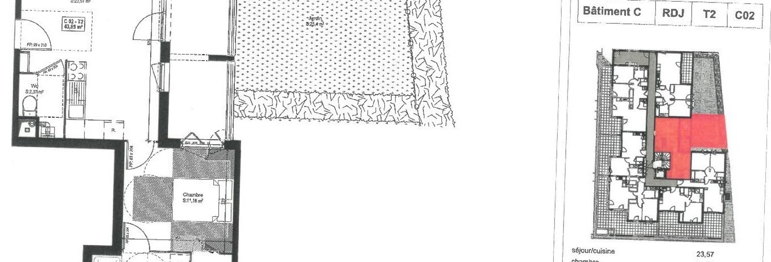 Appartement 2 Pièces 43 m² à louer à Meyzieu (69330)