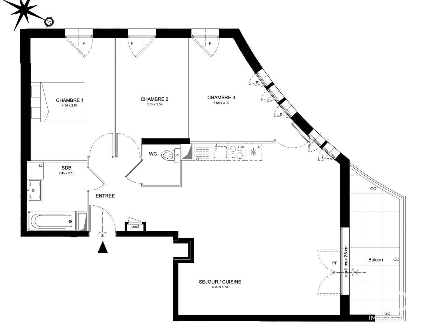 Appartement à vendre, 4 pièces, 78 m², Avrillé