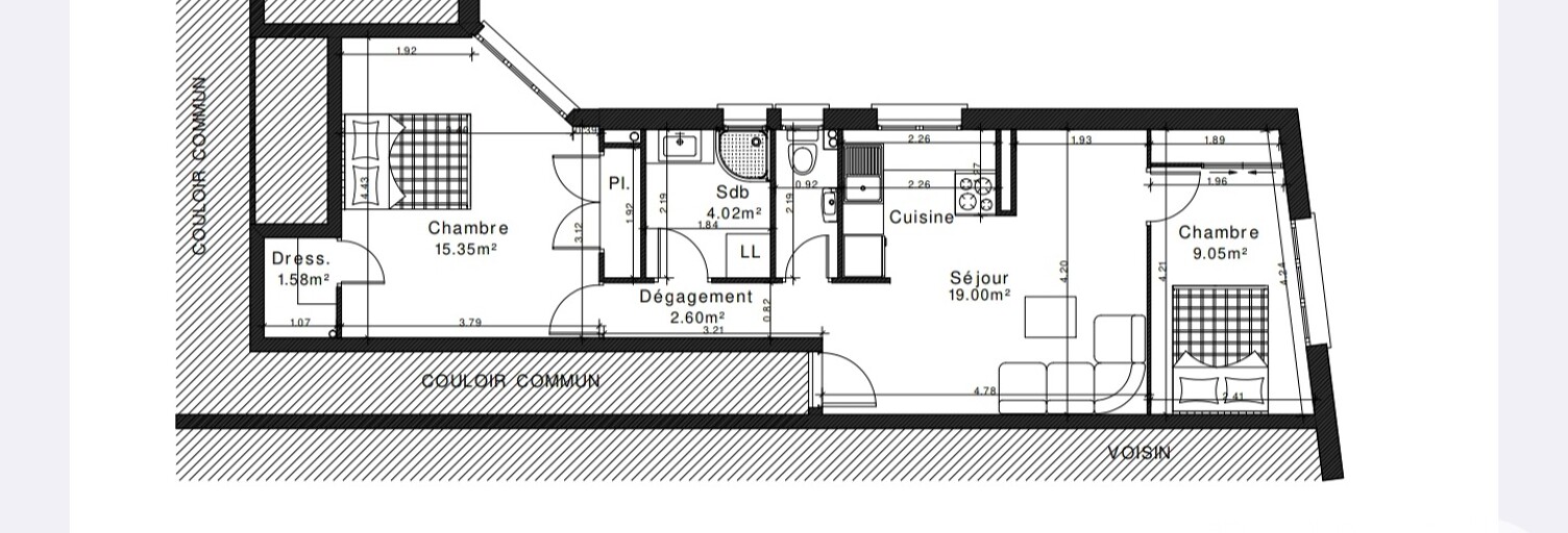 Appartement 3 Pièces 55 m² à vendre à Les Lilas (93260)