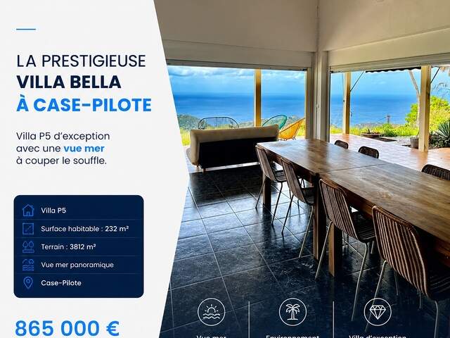 ❤️ Coup de cœur ❤️ À vendre à CASE PILOTE somptueuse Villa P5 de 231.36 m² sur 3812 m² de terrain — photo du bien