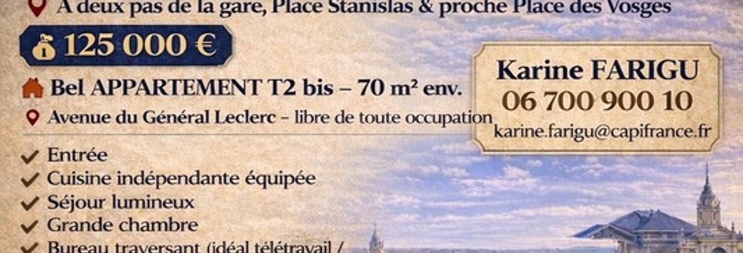 Appartement 3 Pièces 70 m² à vendre à Nancy (54000)