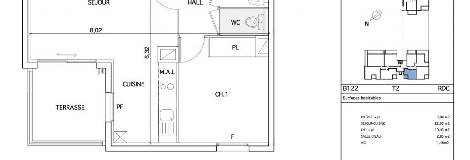Appartement 2 Pièces 42 m² à louer à Montpellier (34000)