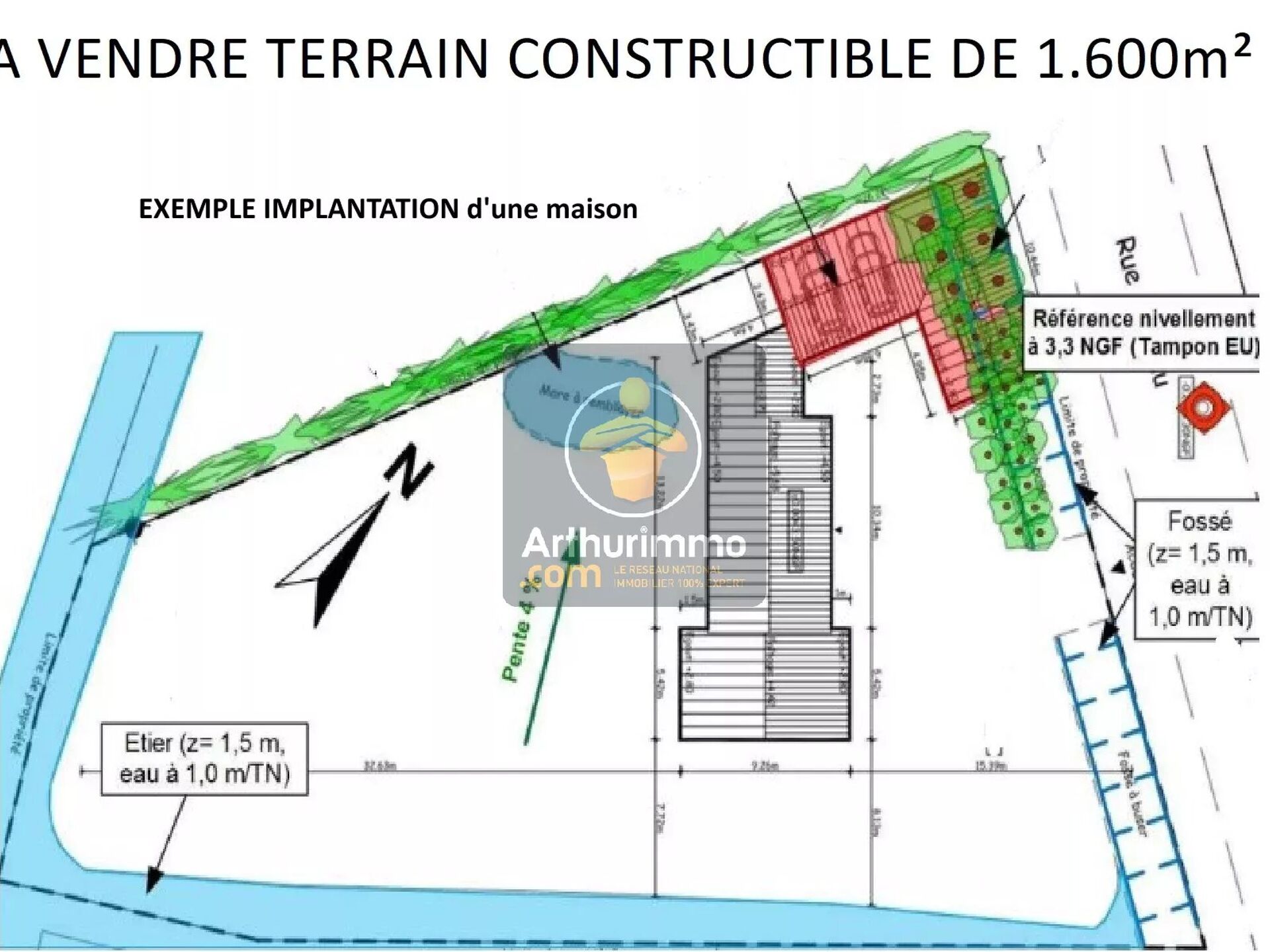 Vente Terrain 1600 m2 à Bouin · 66 000 €