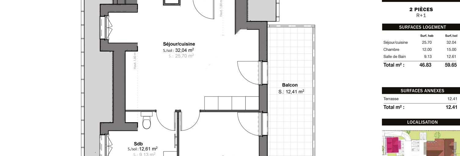Appartement 2 Pièces 49 m² à vendre à Rosheim (67560)