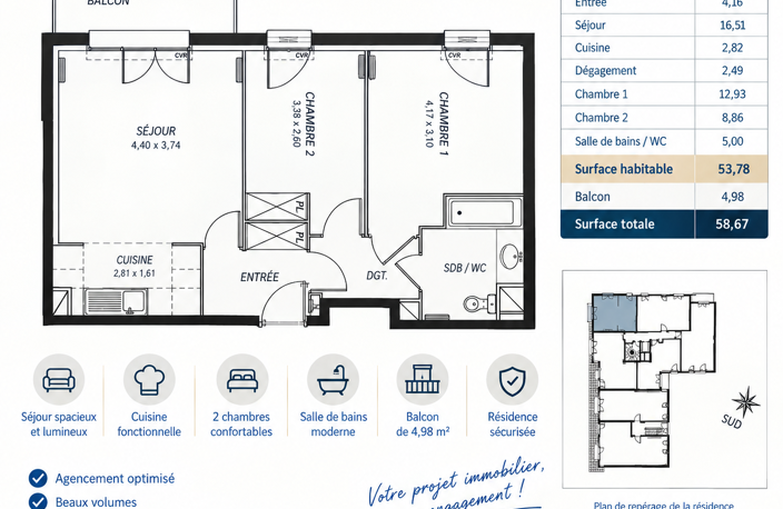 Vente Appartement 3 pièces — photo 2