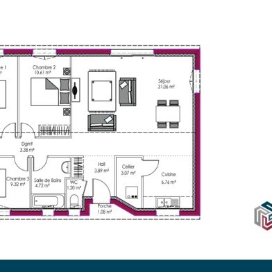 Maison 3 pièces 252000 €