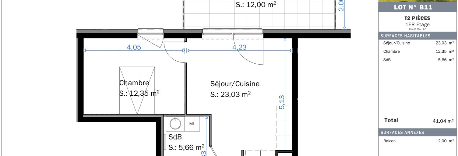 Appartement 2 Pièces 41 m² à vendre à Lingolsheim (67380)