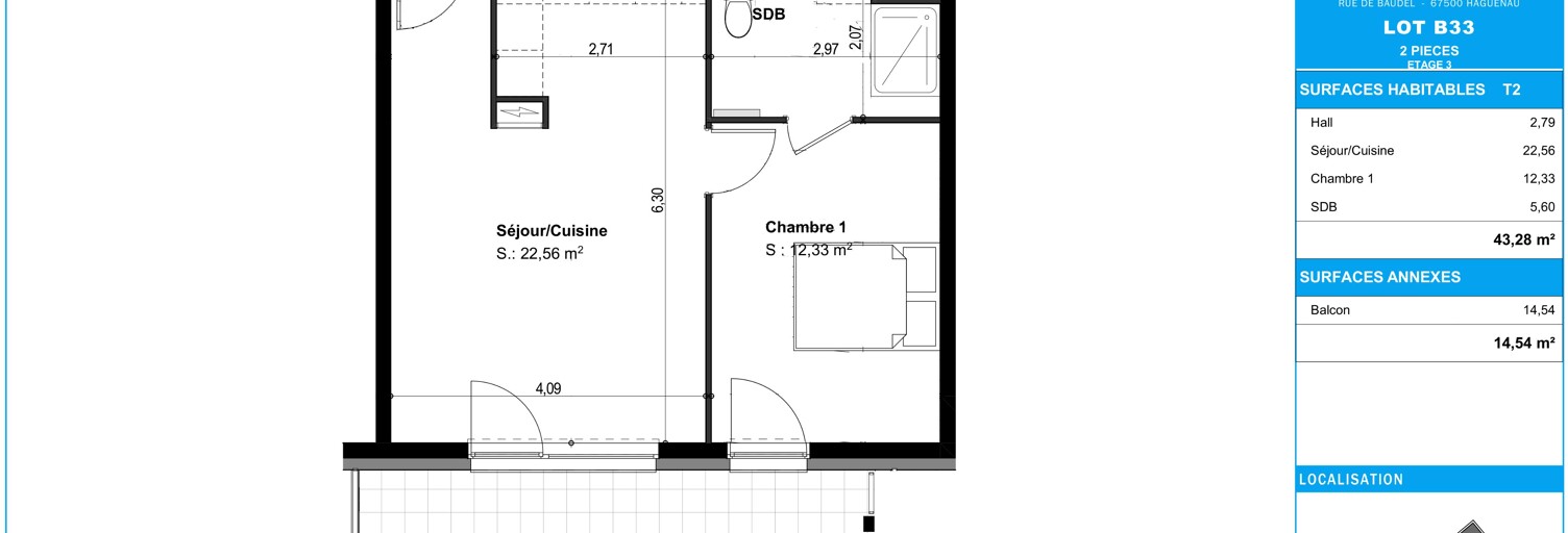 Appartement 2 Pièces 43 m² à vendre à Haguenau (67500)