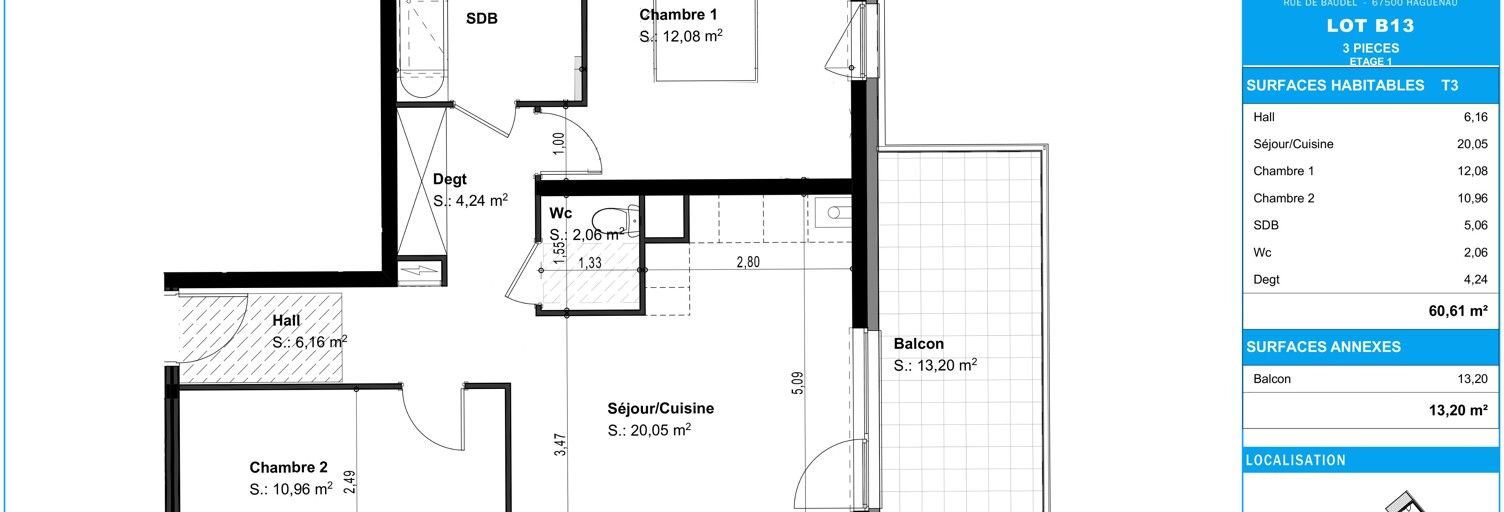 Appartement 3 Pièces 60 m² à vendre à Haguenau (67500)
