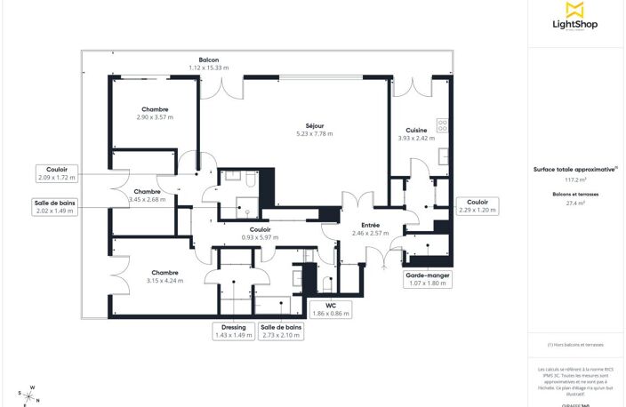 Versailles – Montreuil • Grand 5 pièces traversant de 116 m² • Balcon filant plein soleil • Calme absolu • Parkings en option — photo 3