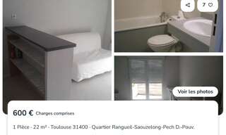 Appartement 1 Pièce 22 m² à louer à Toulouse (31000)